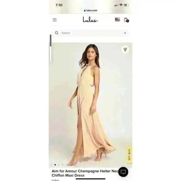 NWT LULUS Aim for amour champagne halter maxi dress, medium. NWT - Picture 3 of 13